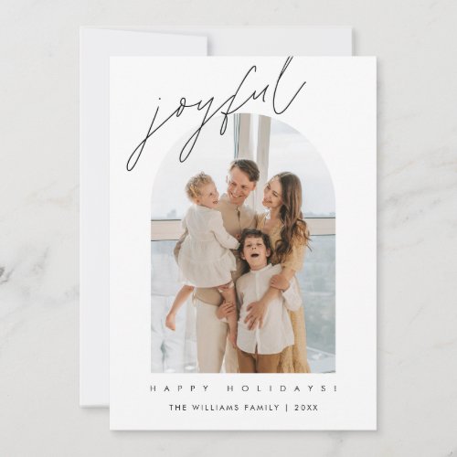 Joyful Merry Christmas Family Photo Layover Holiday Card