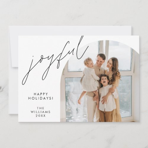 Joyful Merry Christmas Family Photo Layover Holiday Card