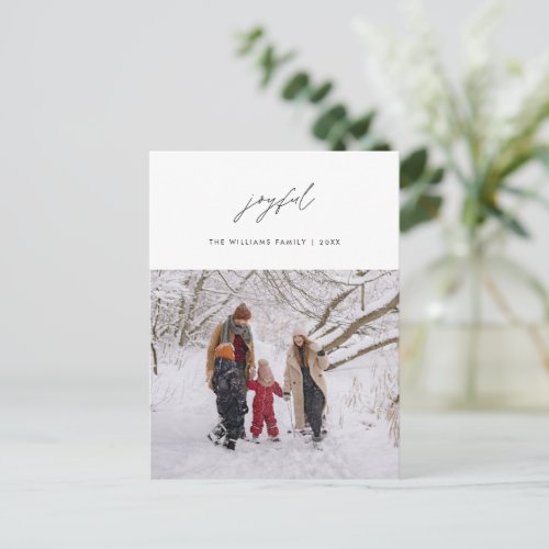 Joyful Merry Christmas Family Photo Layover Postcard