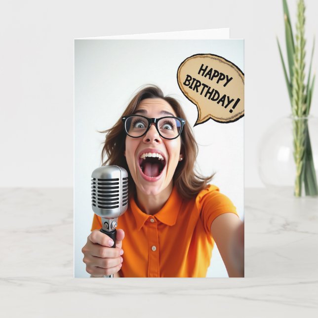 Joyful Microphone Birthday Card (Front)