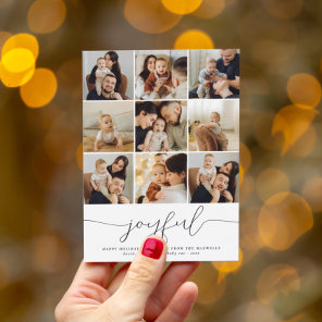 Joyful Minimalist Christmas Photo Collage Holiday Card