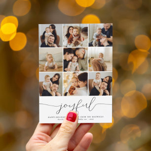 Joyful Minimalist Christmas Photo Collage Holiday Card