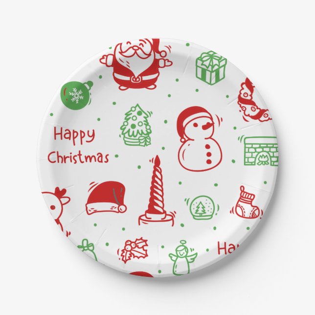 Joyful Minimalist Holiday  Paper Plates (Front)