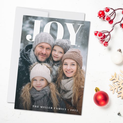 Joyful Minimalist Holiday Photo Card on Zazzle