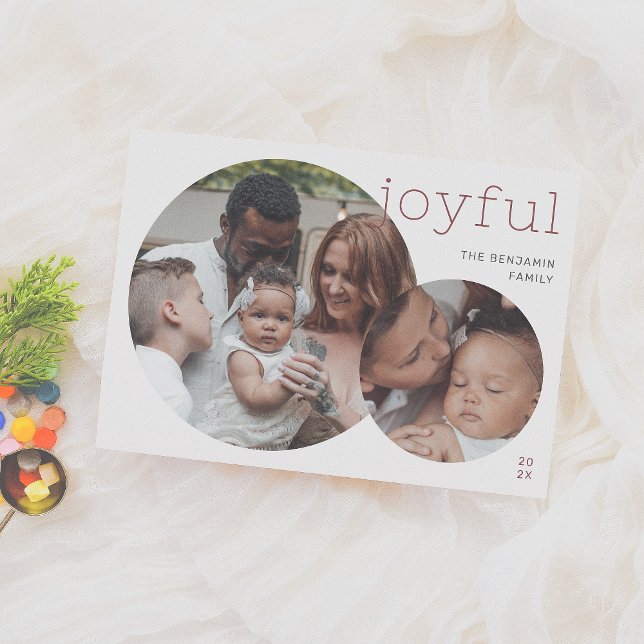 Joyful | Modern 2 Photo Christmas Holiday Card (Creator Uploaded)