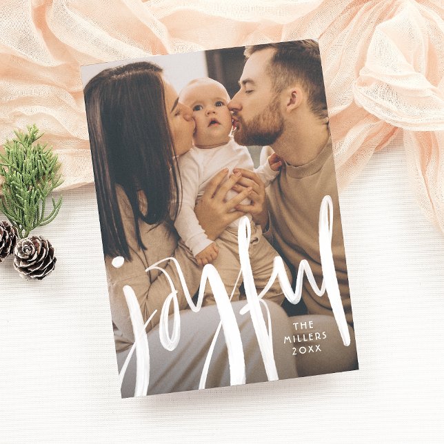 Joyful Modern Brushed Script Family Photo Holiday (Creator Uploaded)