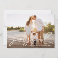 Joyful Modern Christmas Handwritten Script Photo Holiday Card