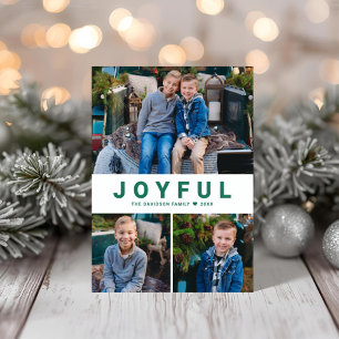 Joyful Modern Collage Christmas Holiday Letterpress Photo Cards