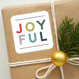 Joyful Modern Colorful Red Green Lettering Square Sticker