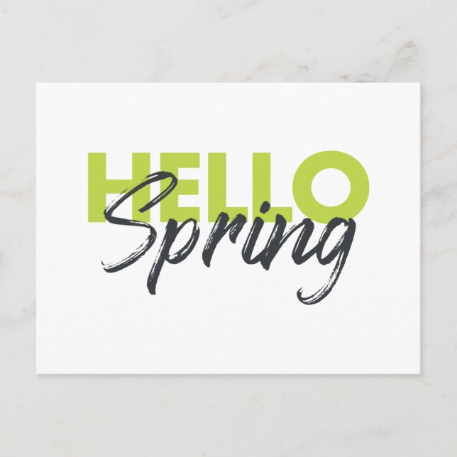 Joyful, modern, fun, vibrant design Hello Spring Postcard (Front)