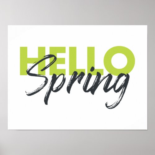Joyful modern fun vibrant design Hello Spring Poster