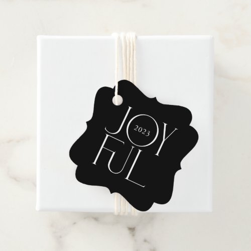 JOYFUL modern minimal elegant fine type black Favor Tags