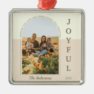 Joyful Modern Minimalist Boho Arch Photo Beige  Metal Ornament