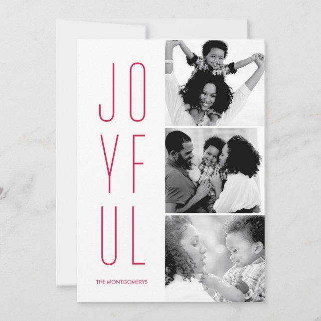 Joyful Modern Multi-Photo Holiday Card (Front)