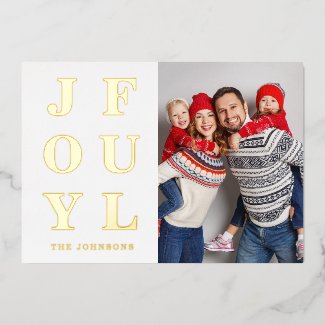 Joyful Modern Photo Christmas Gold