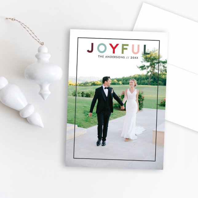 Joyful Modern Rainbow Lettering Photo Holiday Card (Creator Uploaded)