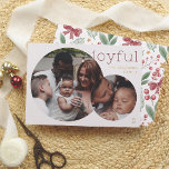 Joyful | Modern Round 2 Photo Christmas Foil Holiday Card<br><div class="desc">Give your Christmas cards a sparkle with real gold, silver, or rose gold foil! Spread holiday cheer with this chic and elegant Christmas foil card! Featuring two round photos, the design gives your favorite family moments a modern twist. The smaller circle photo is artfully overlaid on the larger one, creating...</div>