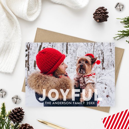 Joyful Modern Translucent Overlay Photo Holiday Card