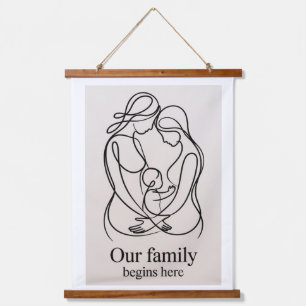 Joyful moment of two mums expecting a baby  hanging tapestry