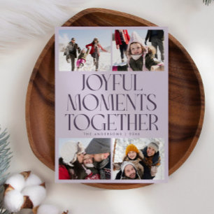 Joyful Moments Together Purple Multi Photo Holiday Card