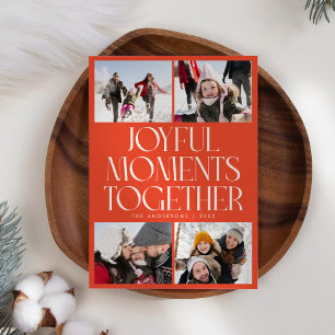 Joyful Moments Together Red Multi Photo Holiday Card