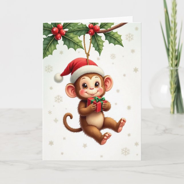 Joyful Monkey Holiday Card (Front)
