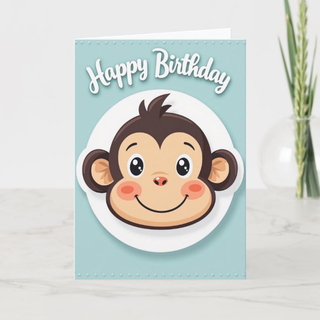 Joyful Monkey Illustration Card (Front)