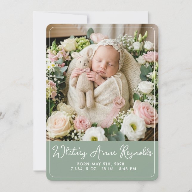 Joyful Moss Flat Announcement Card (Front)