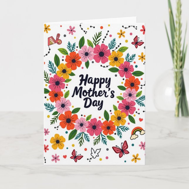 Joyful Mothers Day Wreath Card (Front)