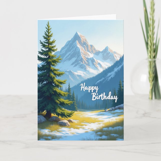 Joyful Mountainscape Birthday Card (Front)