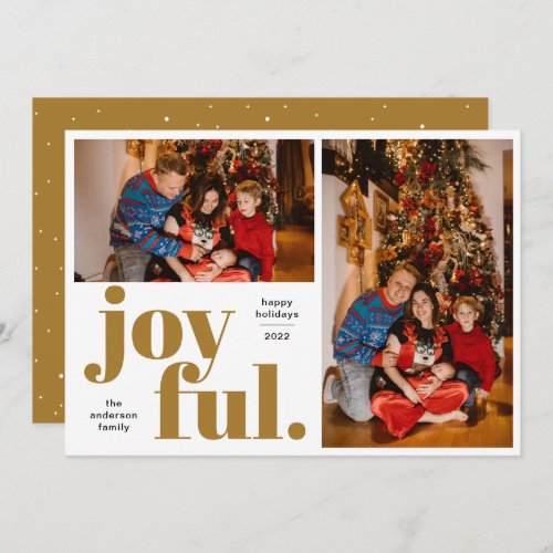 Joyful Multi Photo Gold Holiday Card