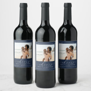 Joyful Navy Beach Photo Wine Label