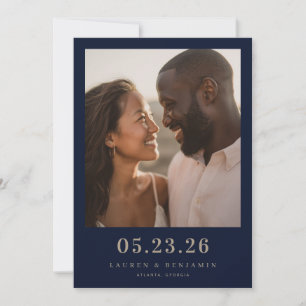 Joyful Navy Photo Save The Date