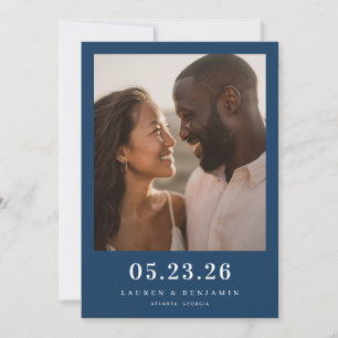 Joyful Navy Romantic Photo Save The Date