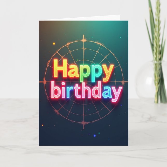 Joyful Neon Birthday Card (Front)