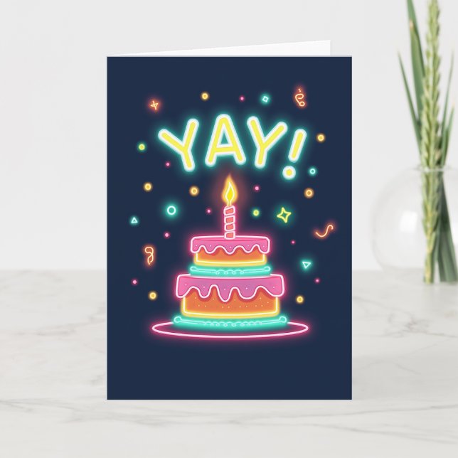 Joyful Neon Cake Card (Front)