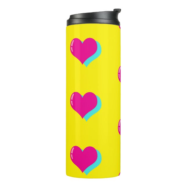 Joyful Neon Love Retro Vaporwave Hearts Fun Thermal Tumbler (Rotated Left)