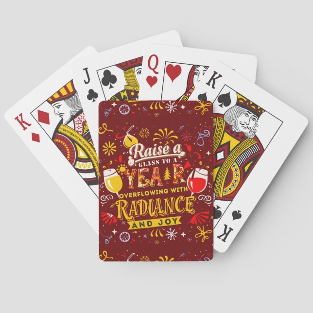 Joyful New Year Celebration Raising a Glass Poker Cards (Back)