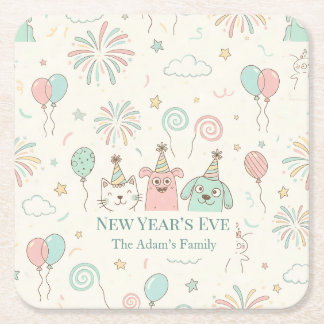 Joyful New Year’s Eve Party 2026 Square Paper Coaster