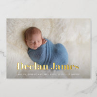 Joyful News Photo Collage Foil Birth Announcement