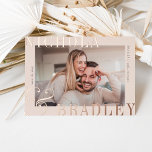 Joyful News | Photo Save the Date  Foil Invitation<br><div class="desc">Share the news of your engagement with these elegant save the date cards featuring a horizontal or landscape oriented photo with your names aligned at the corners in classic lettering, slightly overlapping your photo and extending past the edges of the paper for a modern look. Personalize with two lines of...</div>