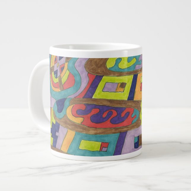 "Joyful Noise" Abstract Art Large Coffee Mug (Front Left)