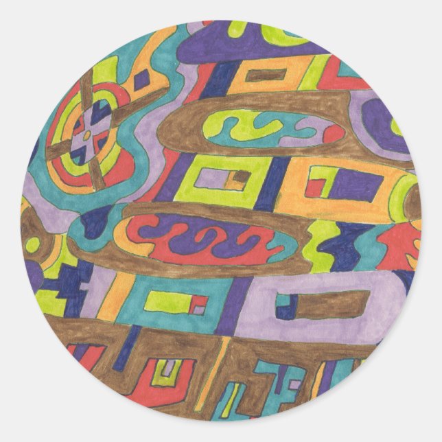 "Joyful Noise" Abstract Classic Round Sticker (Front)