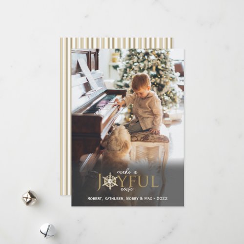 Joyful Noise Gold Snowflake Christmas Photo  Holiday Card