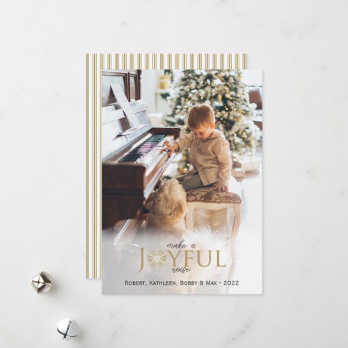 Joyful Noise Gold Snowflake Christmas Photo Holiday Card