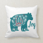 Joyful Nordic Scandia Bear Throw Pillow