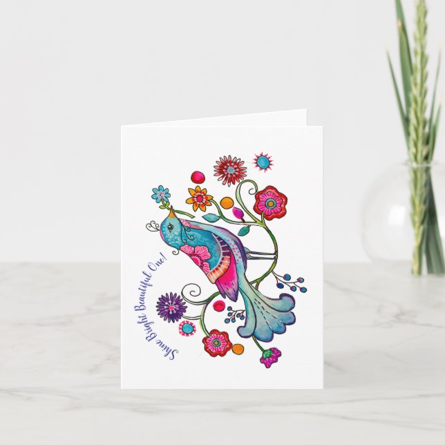 Joyful notecard bright vibrant bird (Front)
