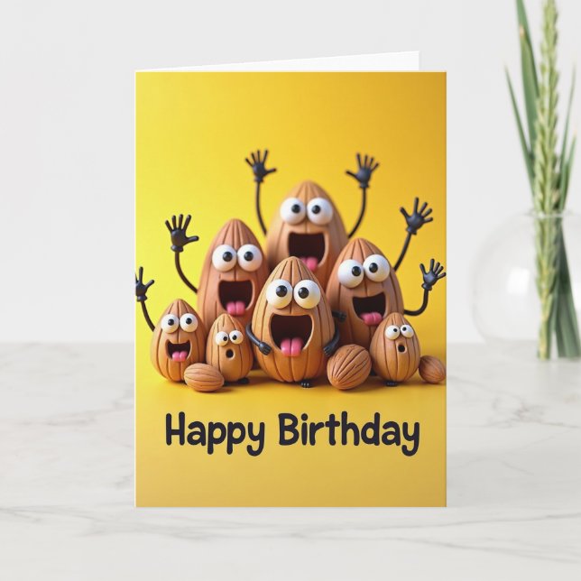 Joyful Nut Figures Birthday Card (Front)