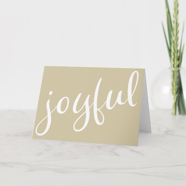 Joyful Olive Green Script Christmas Holiday Card (Front)