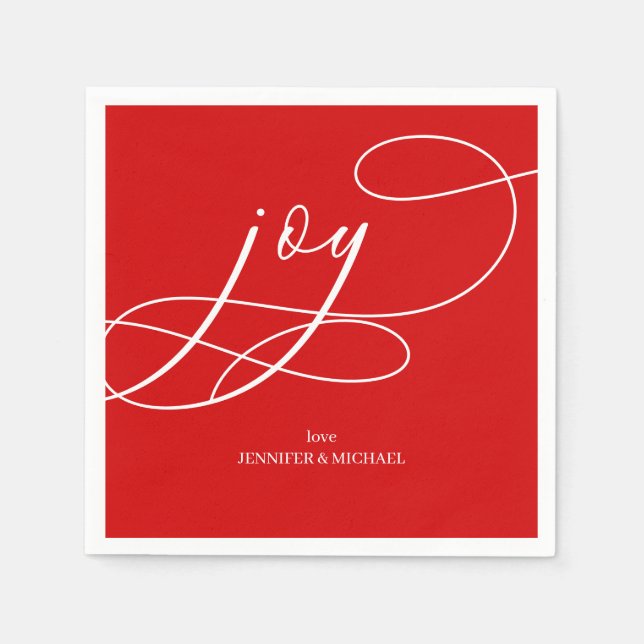 JOYFUL on Red Christmas Napkins (Front)